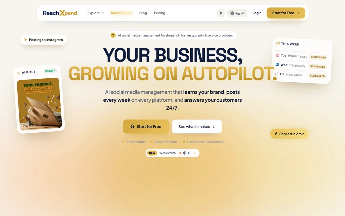ReachXpand homepage: your business, growing on autopilot